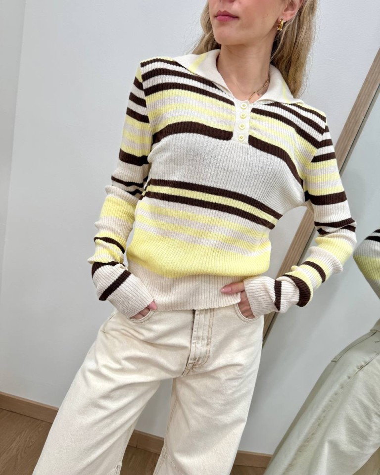 Polo righe avorio moro giallino HaveOne Shop Online Polo righe avorio moro giallino HaveOne