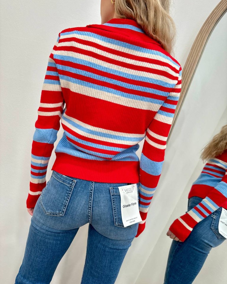 Polo righe rosso panna celeste HaveOne Shop Online Polo righe rosso panna celeste HaveOne