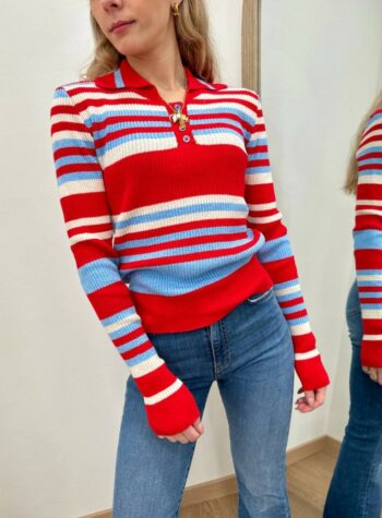 Shop Online Polo righe rosso panna celeste HaveOne