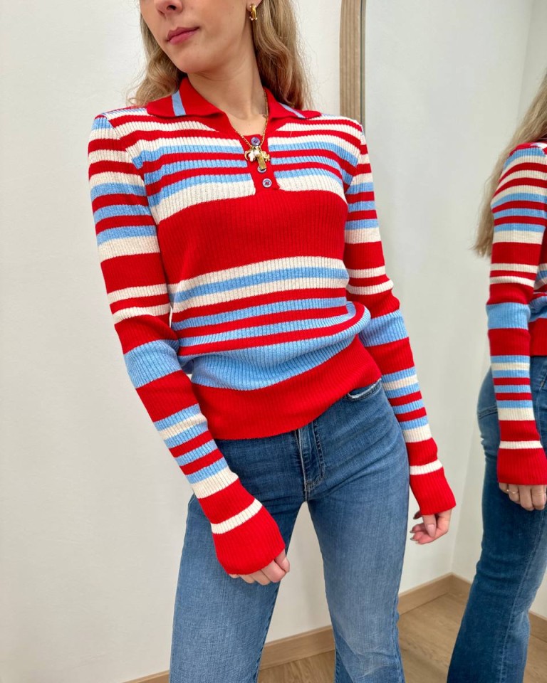 Polo righe rosso panna celeste HaveOne Shop Online Polo righe rosso panna celeste HaveOne