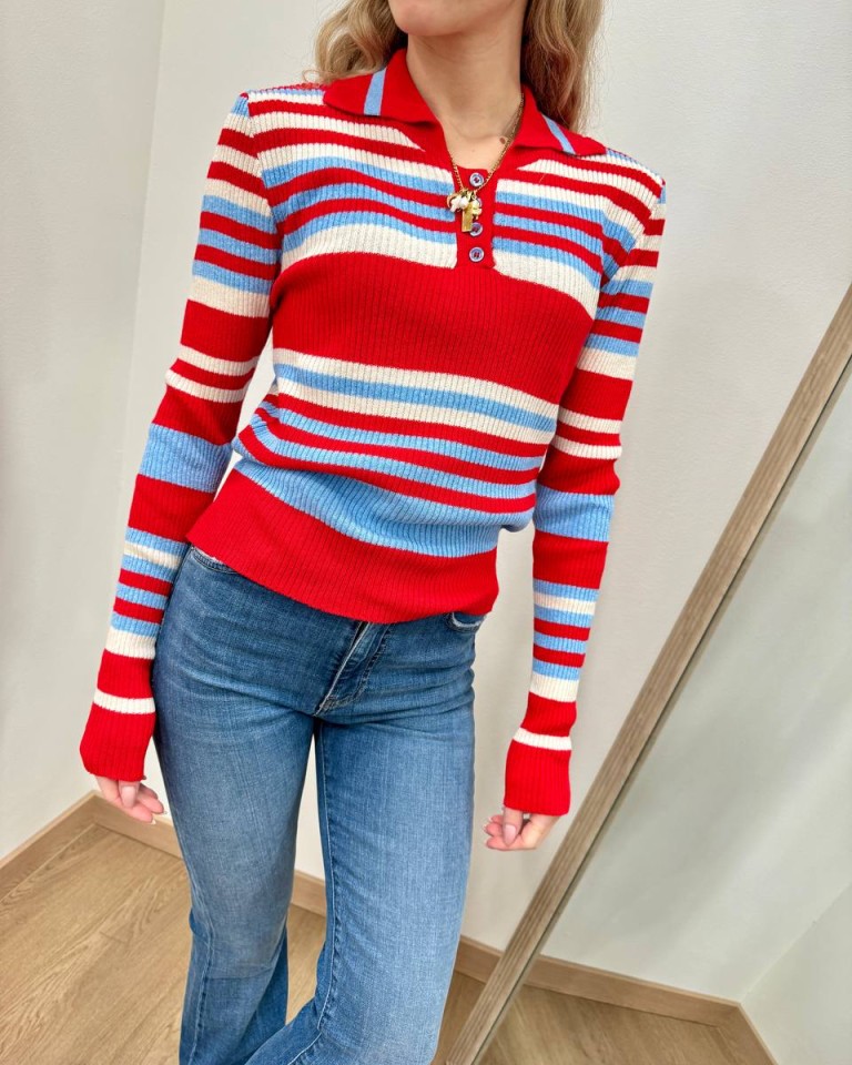 Polo righe rosso panna celeste HaveOne Shop Online Polo righe rosso panna celeste HaveOne