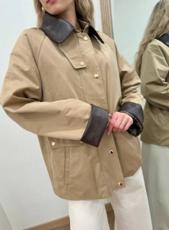 Shop Online Trench corto beige collo ecopelle Vicolo