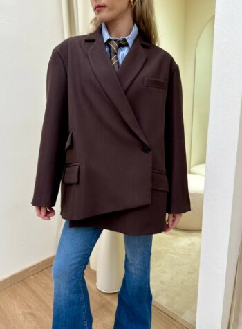 Shop Online Giacca asimmetrica gessata moro lurex Vicolo