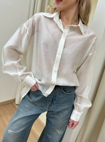 Shop Online Camicia strass semitrasparente avorio Kontatto