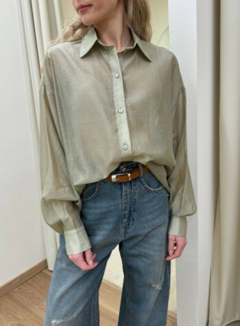 Shop Online Camicia strass semitrasparente salvia Kontatto