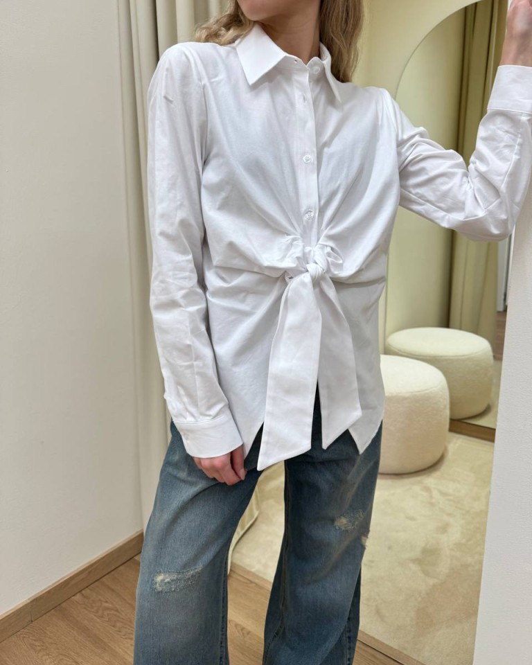 Camicia bianca over con nodo Kontatto Shop Online Camicia bianca over con nodo Kontatto