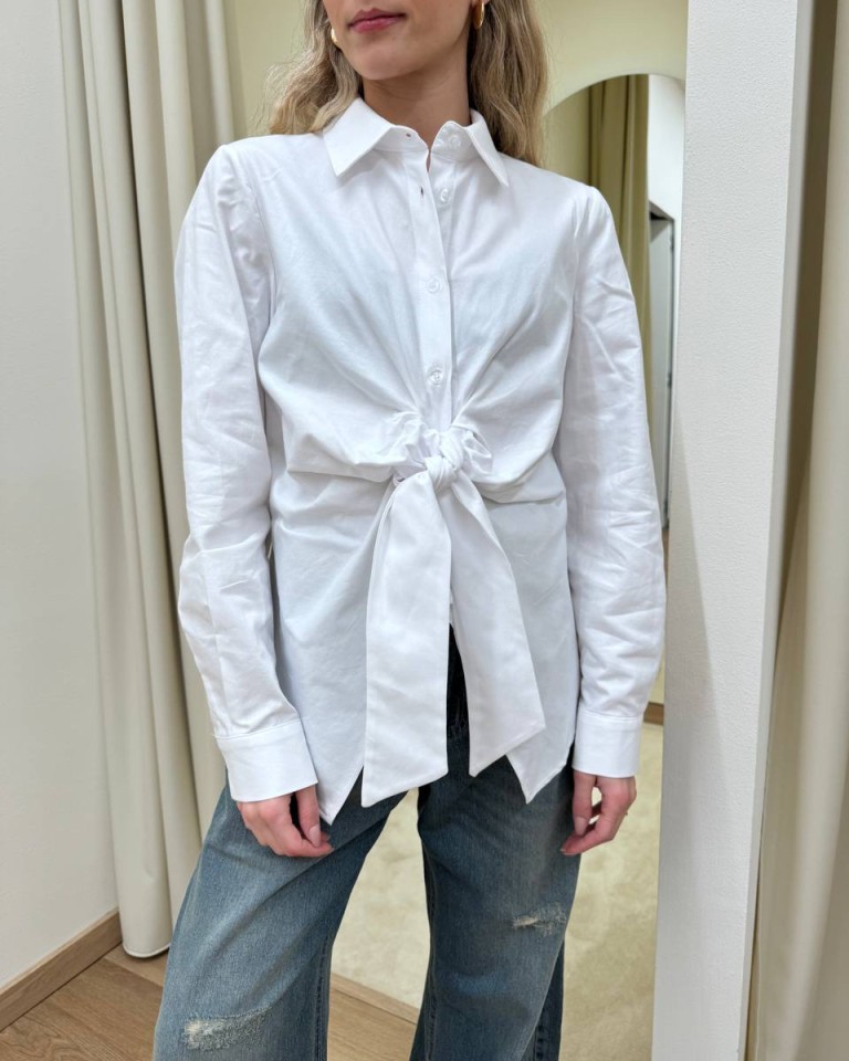 Camicia bianca over con nodo Kontatto Shop Online Camicia bianca over con nodo Kontatto