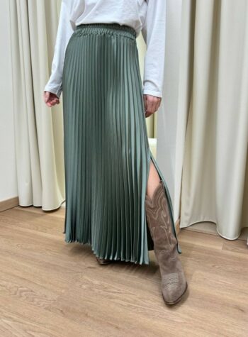 Shop Online Gonna plisse spacchi raso verde salvia Kontatto