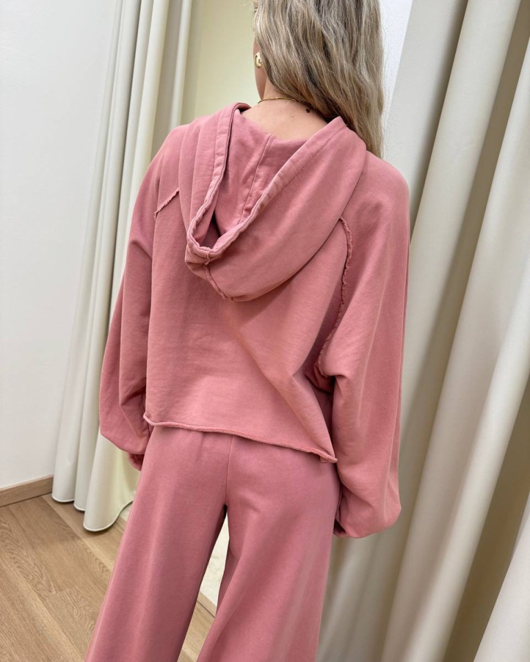 Felpa crop cappuccio rosa antico HaveOne Shop Online Felpa crop cappuccio rosa antico HaveOne