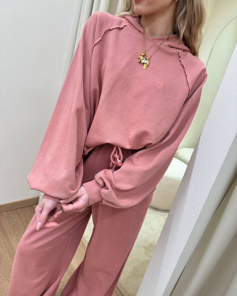 Felpa crop cappuccio rosa antico HaveOne Shop Online Felpa crop cappuccio rosa antico HaveOne