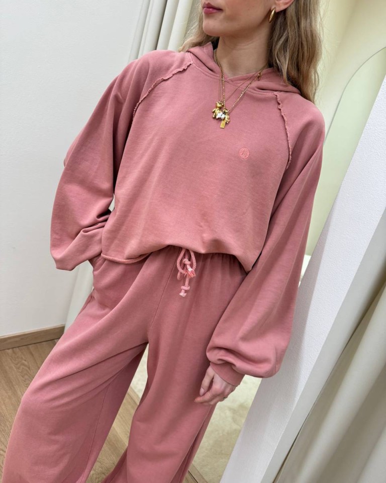 Felpa crop cappuccio rosa antico HaveOne Shop Online Felpa crop cappuccio rosa antico HaveOne