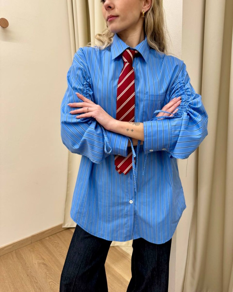 Camicia celeste nastri e cravatta Vicolo Shop Online Camicia celeste nastri e cravatta Vicolo