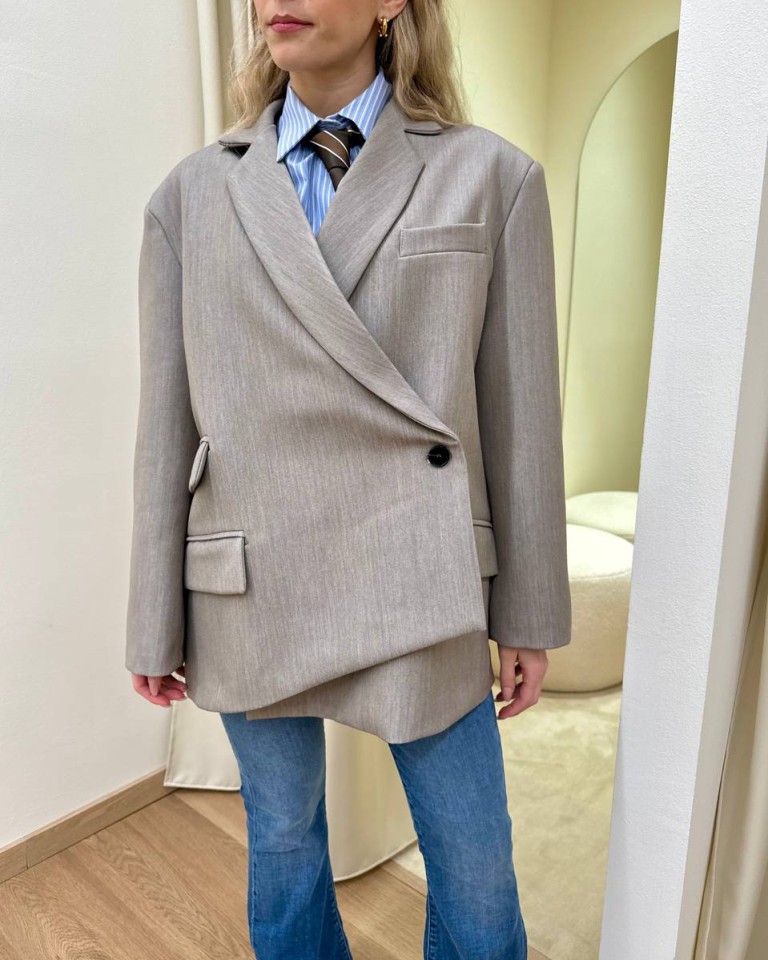 Giacca asimmetrica tortora Vicolo Shop Online Giacca asimmetrica tortora Vicolo