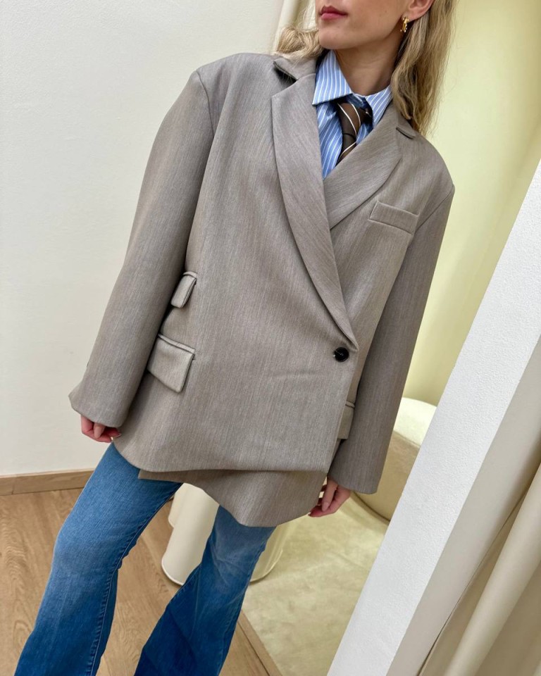 Giacca asimmetrica tortora Vicolo Shop Online Giacca asimmetrica tortora Vicolo