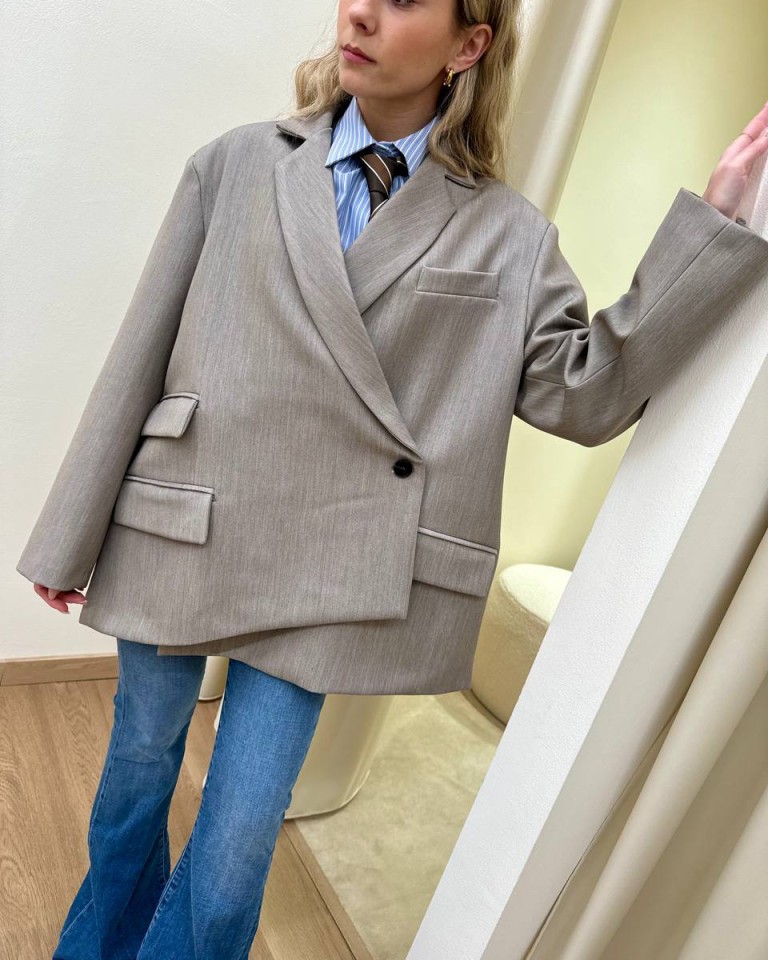 Giacca asimmetrica tortora Vicolo Shop Online Giacca asimmetrica tortora Vicolo