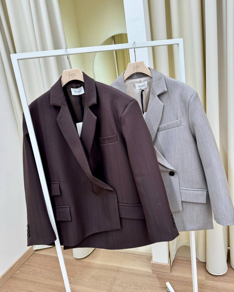 Giacca asimmetrica tortora Vicolo Shop Online Giacca asimmetrica tortora Vicolo