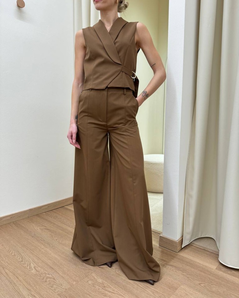 Pantalone wide leg cioccolato Vicolo Shop Online Pantalone wide leg cioccolato Vicolo