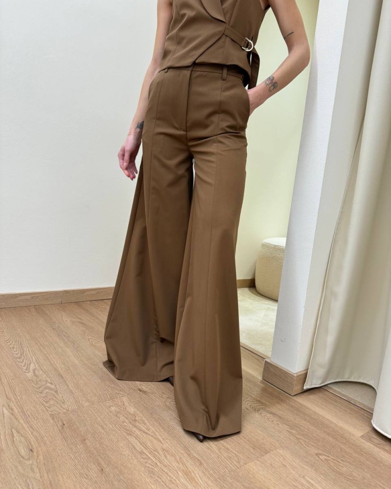 Pantalone wide leg cioccolato Vicolo Shop Online Pantalone wide leg cioccolato Vicolo