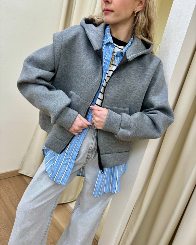 Felpa neoprene grigio mélange Vicolo Shop Online Felpa neoprene grigio mélange Vicolo