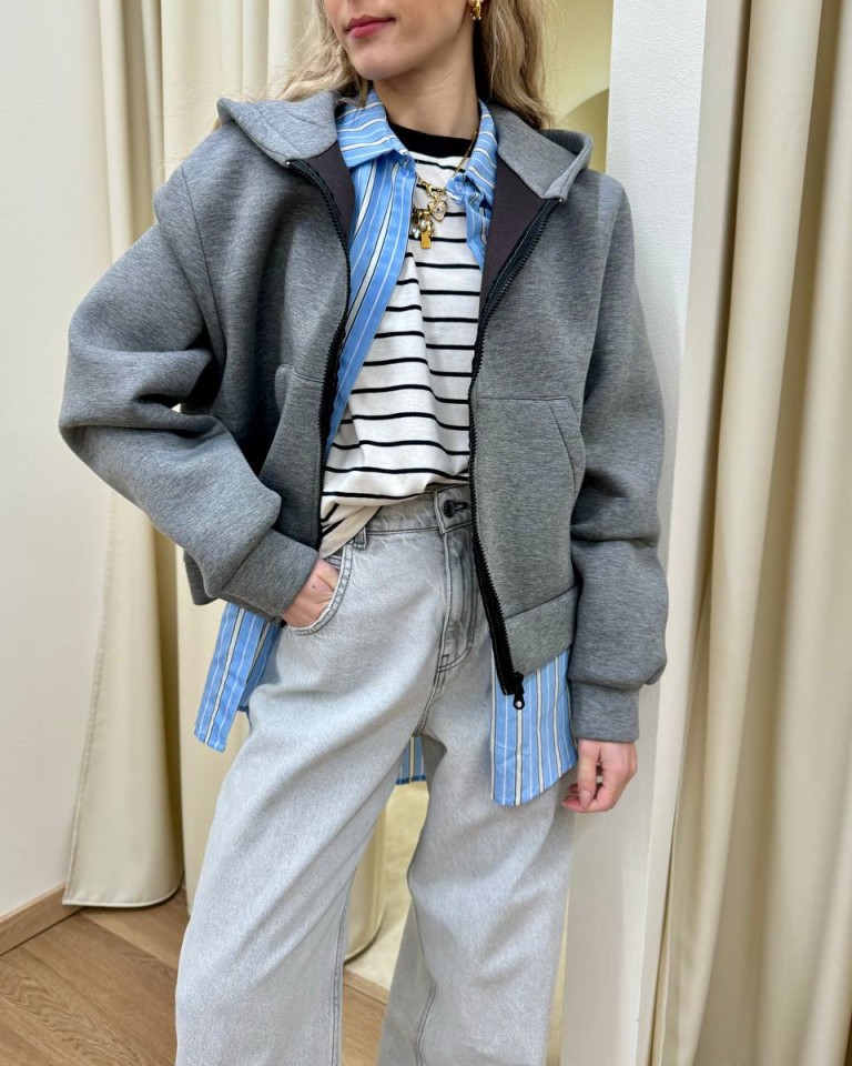 Felpa neoprene grigio mélange Vicolo Shop Online Felpa neoprene grigio mélange Vicolo