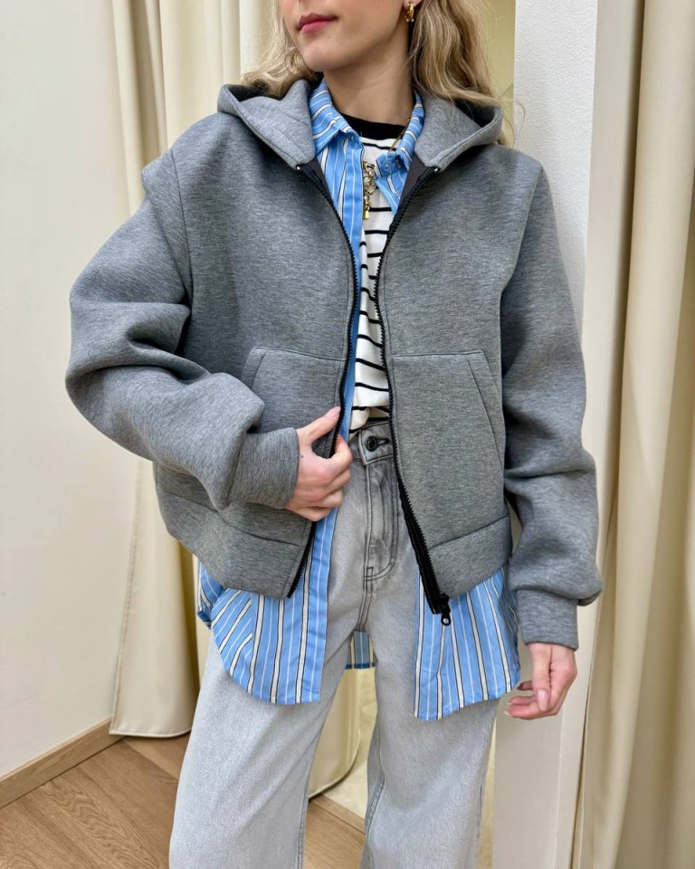 Felpa neoprene grigio mélange Vicolo Shop Online Felpa neoprene grigio mélange Vicolo