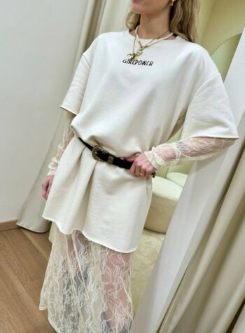 Shop Online Vestito t-shirt con pizzo burro Vicolo