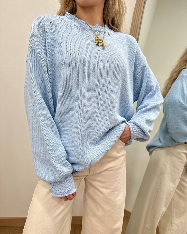 Maglione basic girocollo celeste Vicolo Shop Online Maglione basic girocollo celeste Vicolo