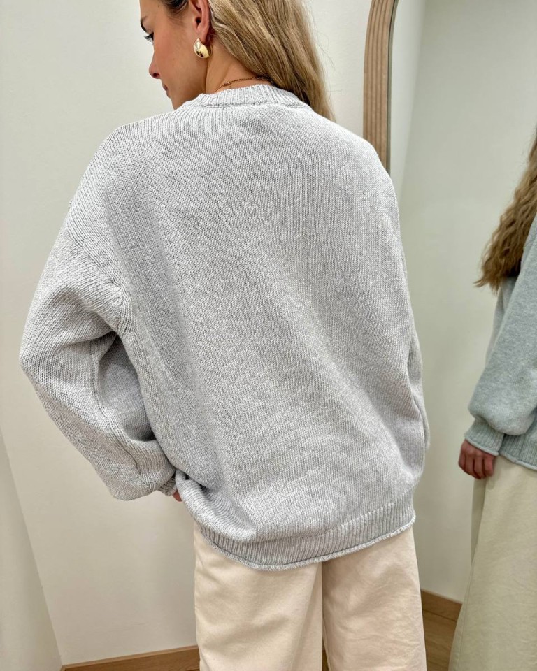 Maglione basic girocollo grigio mélange Vicolo Shop Online Maglione basic girocollo grigio mélange Vicolo