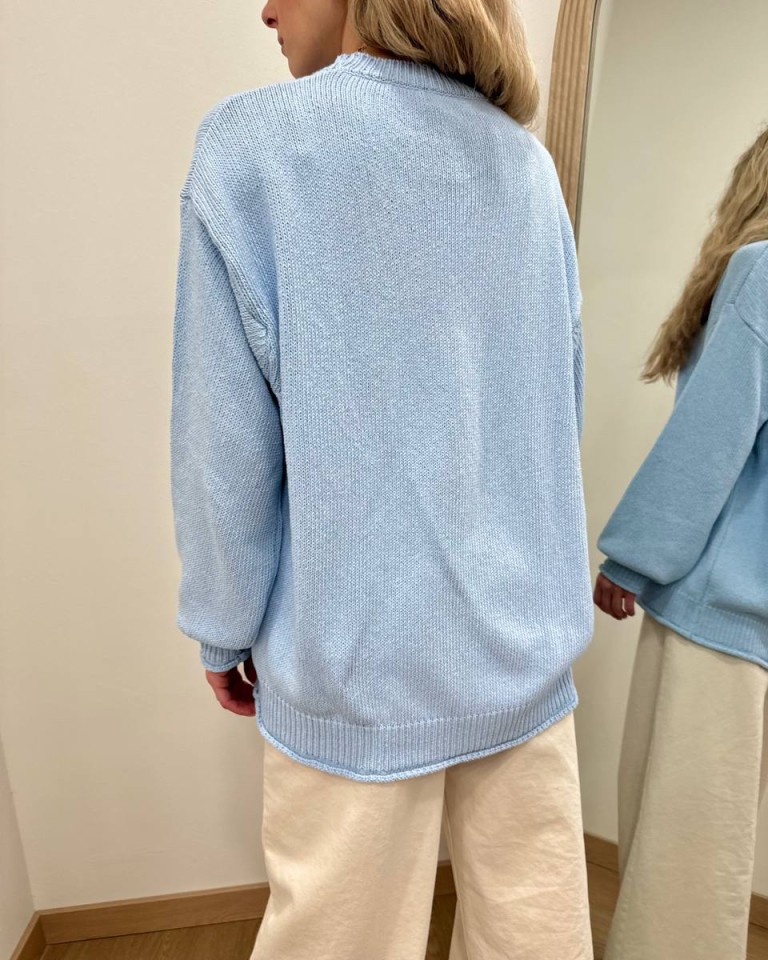 Maglione basic girocollo celeste Vicolo Shop Online Maglione basic girocollo celeste Vicolo