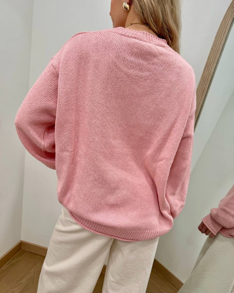 Maglione basic girocollo rosa pastello Vicolo Shop Online Maglione basic girocollo rosa pastello Vicolo