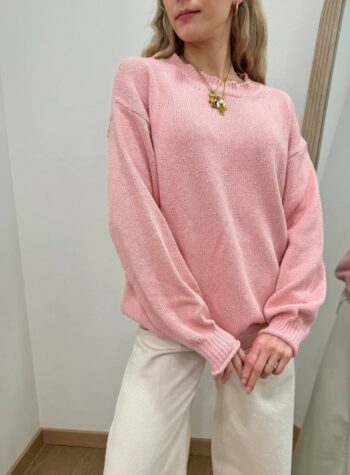 Shop Online Maglione basic girocollo rosa pastello Vicolo