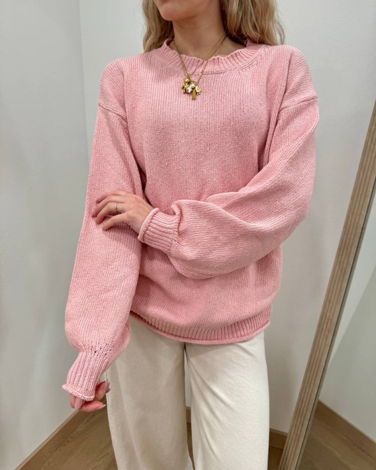 Maglione basic girocollo rosa pastello Vicolo Shop Online Maglione basic girocollo rosa pastello Vicolo