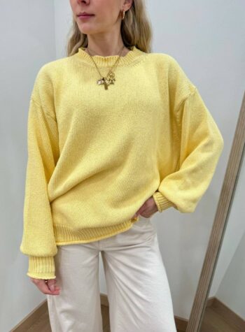 Shop Online Maglione basic girocollo giallo Vicolo