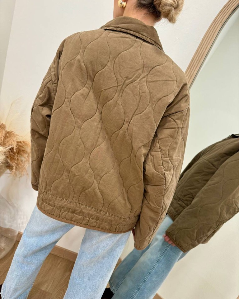 Piumino trapuntato in cotone fango Susy Mix Shop Online Piumino trapuntato in cotone fango Susy Mix