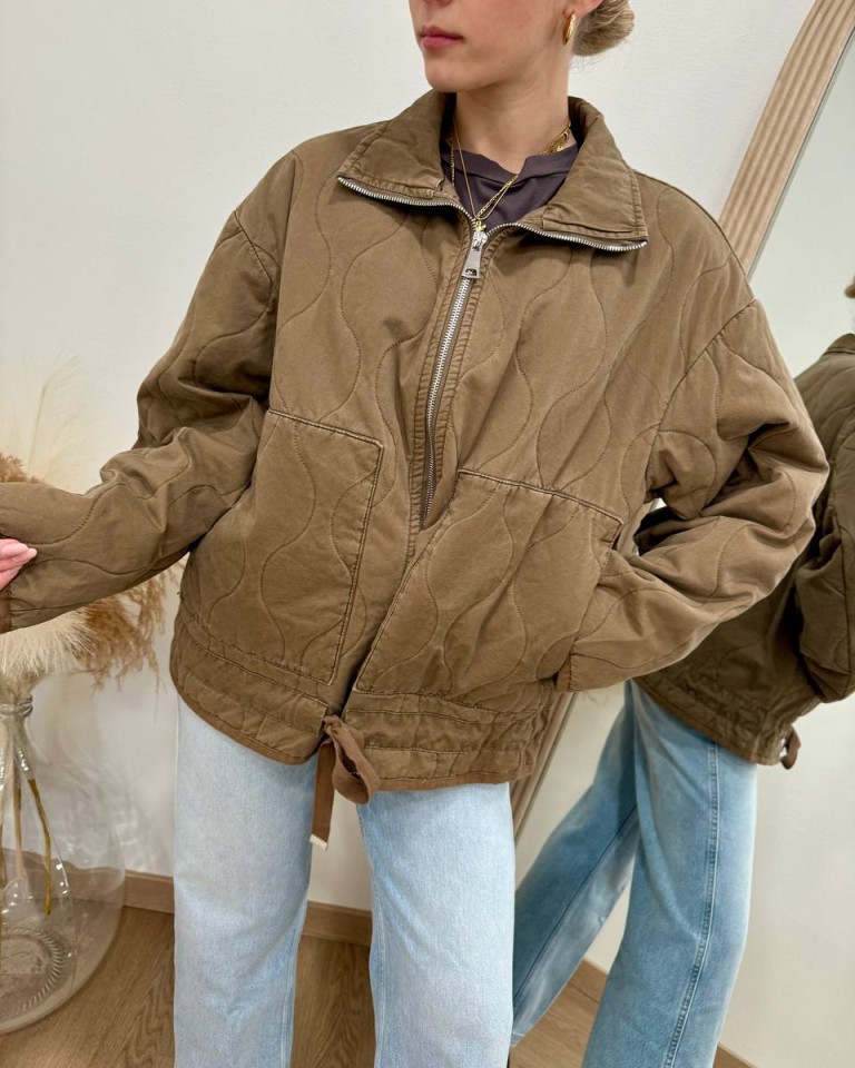 Piumino trapuntato in cotone fango Susy Mix Shop Online Piumino trapuntato in cotone fango Susy Mix