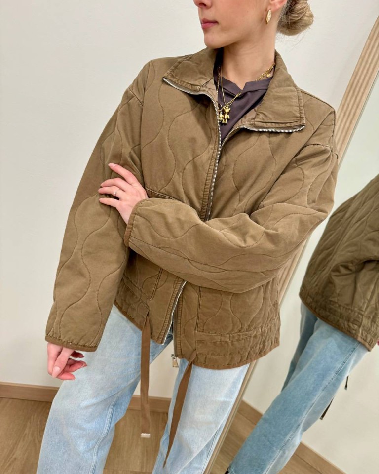 Piumino trapuntato in cotone fango Susy Mix Shop Online Piumino trapuntato in cotone fango Susy Mix