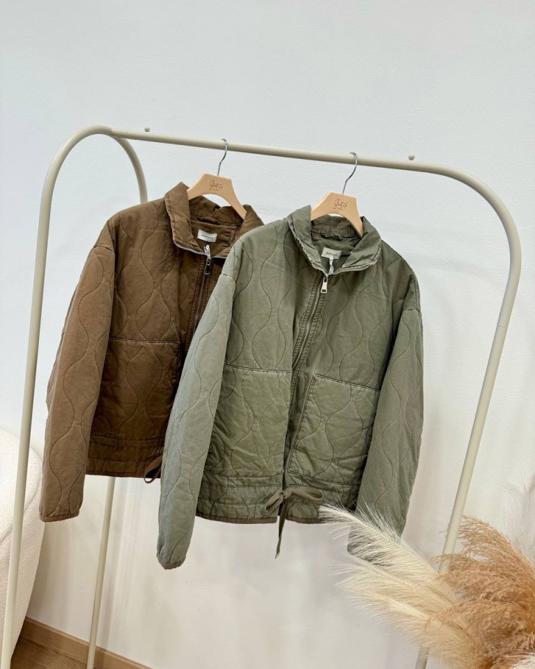 Piumino trapuntato in cotone fango Susy Mix Shop Online Piumino trapuntato in cotone fango Susy Mix