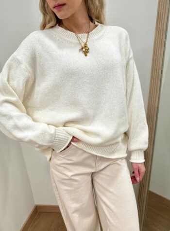 Shop Online Maglione basic girocollo panna Vicolo