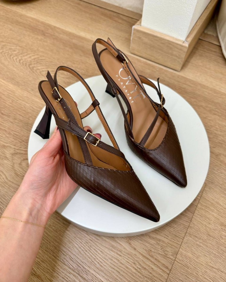 Decolletè in pelle intagliata moro Ovyè Shop Online Decolletè in pelle intagliata moro Ovyè