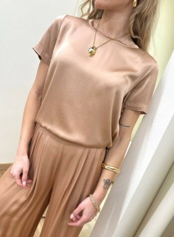 Shop Online T-shirt in raso di viscosa rosa antico HaveOne