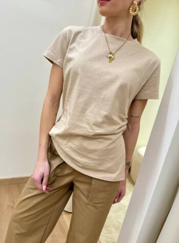 Shop Online T-shirt avvitata arriccio fianco beige Vicolo