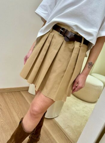 Shop Online Minigonna a pieghe cammello e cintura Vicolo