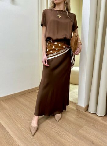 Shop Online Gonna midi raso di viscosa moro HaveOne