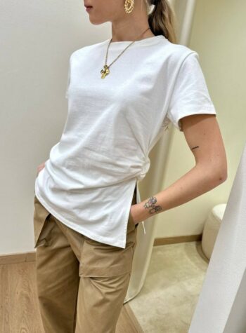 Shop Online T-shirt avvitata arriccio fianco bianca Vicolo