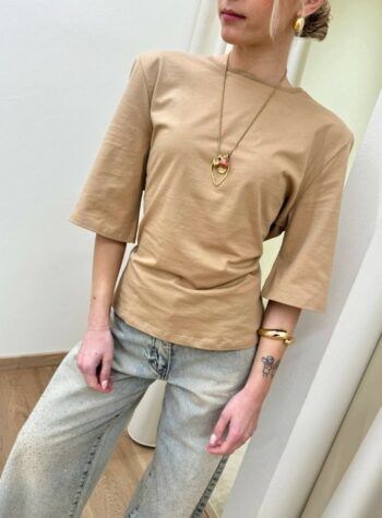 Shop Online T-shirt spalline imbottite e lacci cammello Vicolo