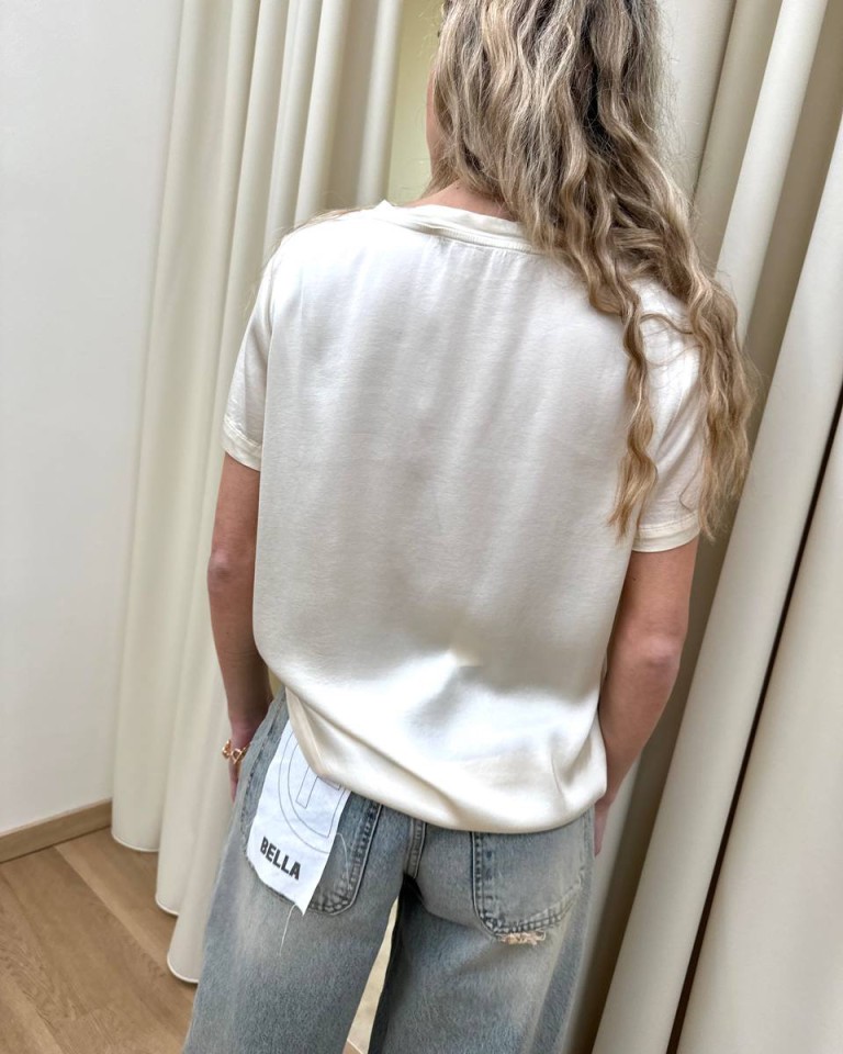 T-shirt in raso di viscosa panna HaveOne Shop Online T-shirt in raso di viscosa panna HaveOne