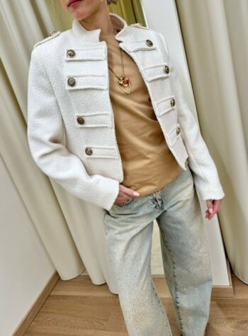 Shop Online Giacca Napoleone bouclé panna Vicolo
