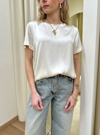 Shop Online T-shirt in raso di viscosa panna HaveOne