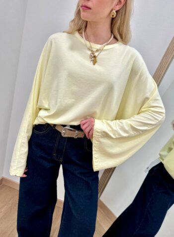 Shop Online Maglia maniche ampissime giallo pastello HaveOne