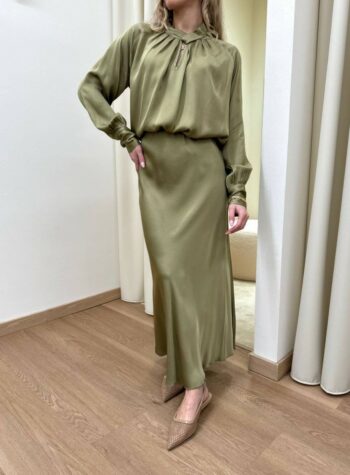 Shop Online Gonna midi raso di viscosa olio HaveOne